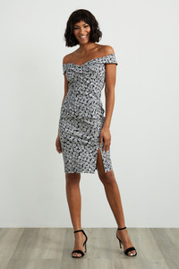 Style 211442 Bardot neckline print dress