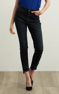 Style 213987 Crystal detail stepped hem jeans