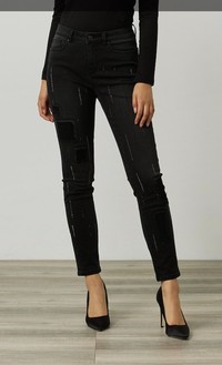 Style 214299 Patched and sequin detail jeans