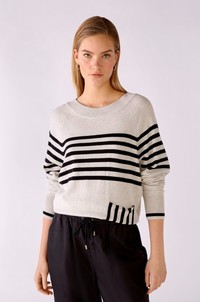 Style 75764 Stripe sweater with contrast pocket