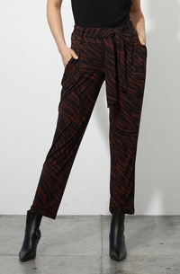 Style 223078 Belted waist animal print trousers