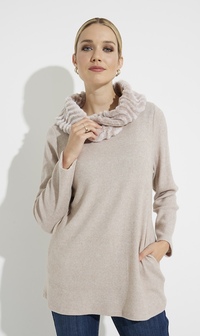 Style 224035 - Faux fur cowl neck sweater