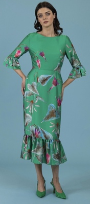 Style 7502/215 - Floral Frill Hemline Dress