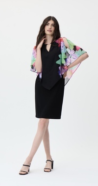 Style 231107 - Floral Chiffon Overlay Dress