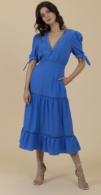 Style 802/03 - Textured Tiered Dress Blue
