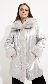Style 233900 - Reversible faux fur coat Silver
