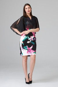 Style 201369 - Floral print chiffon overlay dress